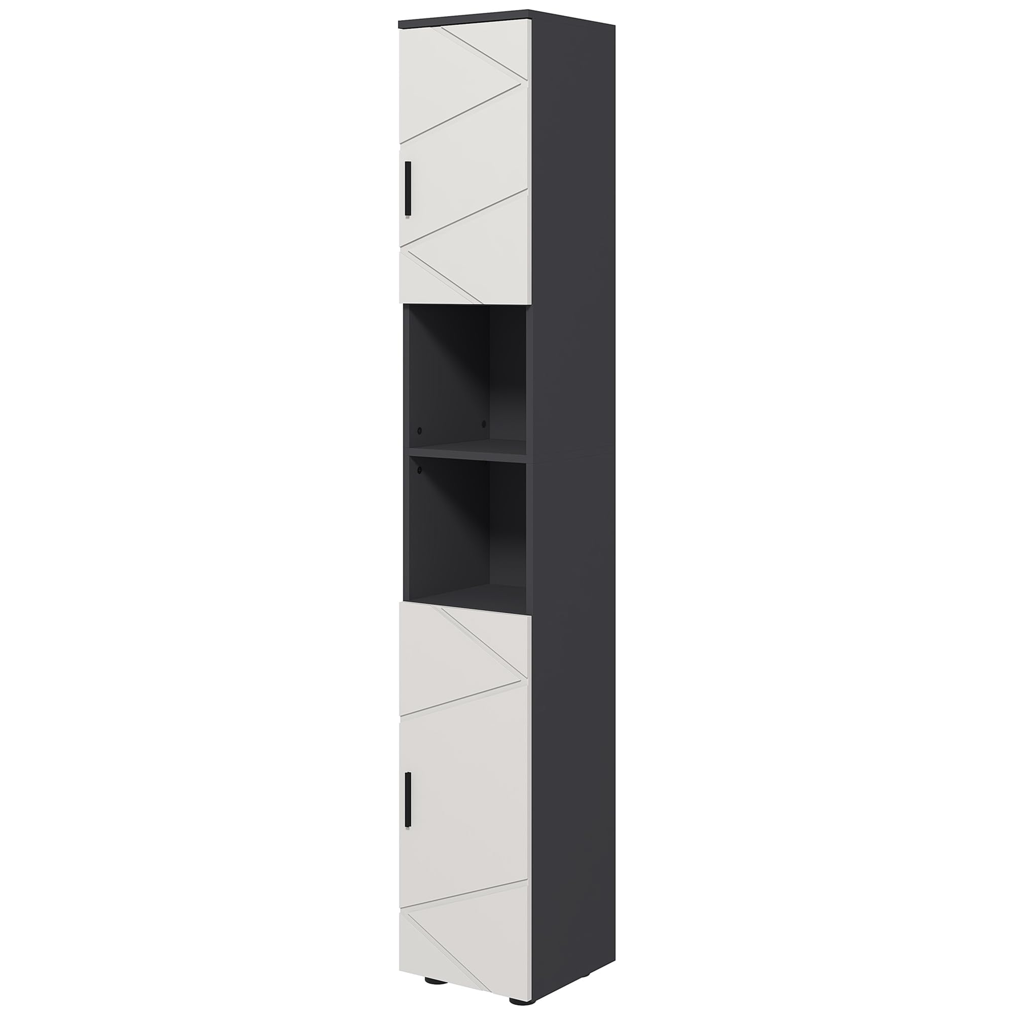 kleankin Slim Bathroom Cabinet, 183cm Tall Bathroom Storage Cabinet with Soft Close Doors, Open Compartments and Adjustable Shelves, Grey โ image 1