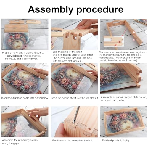 Image of DIY Diamond Art Tray with Handle Diamond Art Painting Plate Creative Design Handmade Wooden Tray Mosaic Making Kits by Number Kits Diamond Art for Coffee Living Room Home Organizer (Milk Cow)