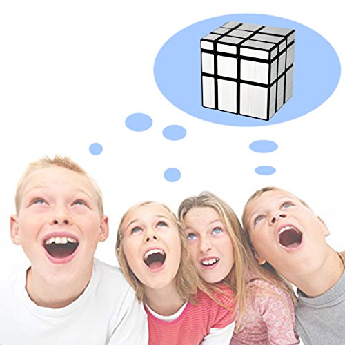 Cooja Mirror Cube Puzzle 3x3 Mirror Blocks Silver Smooth Cube 3D Puzzles for Kids Magic Cube Toy Brain Games Easy Turn Training Cubes for Boys Girls Adults