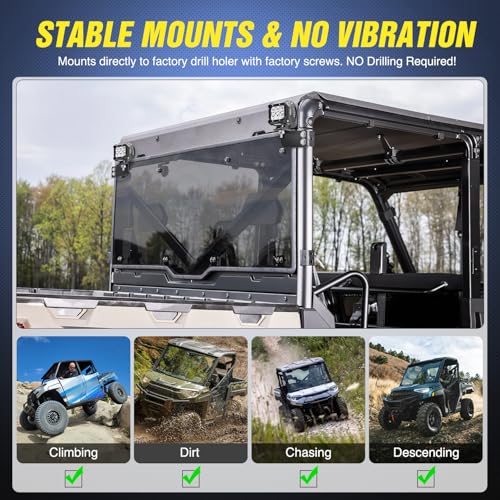Image of Nilight Rear Roof Backup Light Bar Brackets for Polaris Ranger 2013-2024 | for Polaris Ranger Full Size 570 800 900 1000 XP Crew 900 1000 2013-2024 Pro-fit Cage, Mounts Reverse LED Pods