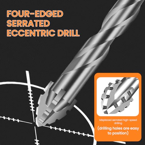 Image of Serplex 7Pcs Alloy Steel Carbide Drill Bits for Ceramic Tiles, Ceramic, Glass, Marble, Concrete, 3 /4 /5 /6 /8 /10 /12mm High Impact 4-Edge Sawtooth Hex Shank Hole Opener Power Drill Bit Set