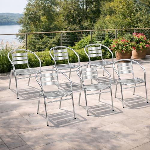 Mojawo® stable en aluminium Bistro Lot de 6 chaises empilables en aluminium chaise Chaise de camping chaise de jardin cuisine balcon meubles salon de jardin meubles...