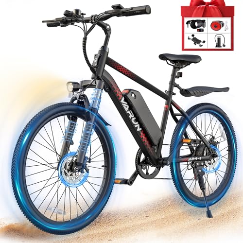 VARUN Electric Bike for Adults - Peak 500W 20MPH Up to 40Mile Commuter Ebike with Removable Battery, All Terrain E-Bikes with 7-Speed Fork Suspension and Dual Disc Brakes Includes Four Accessories