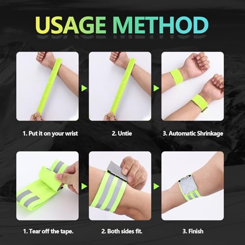 Xeiophoy Reflective Band For Night Running Walking, 6 Pcs Premium Reflective Bands For Arm/Wrist/Ankle/Leg, High Visibility Reflective Running Gear Adjustable For Men And Women thumb #6