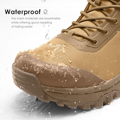 Image of Coostar Tactical Boots for Men Lightweight Military Combat Boot Side Zipper Motorcycle Hiking Work Boots Waterproof 8 Inches