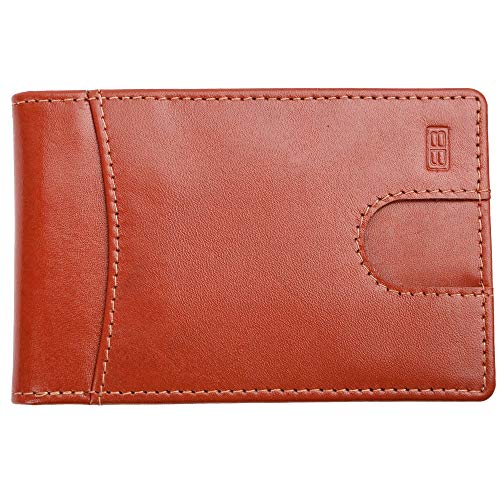 Image of Brooklyn Bridge Genuine Leather Money Clip Wallet for Men VT Brown Tan - Premium Slim RFID Protected Wallet with Cash Clip & Multiple Card Slots, Smart Front Pocket Design, Stylish Gift for Men