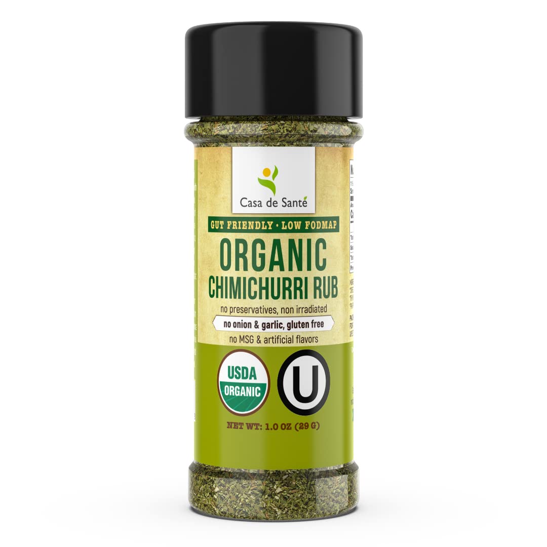 Casa de Sante Organic Low FODMAP Spice Mix (Chimichurri Rub) - No Onion No Garlic, Gluten Free, Low Sodium, No Carb, Keto, Paleo, Kosher