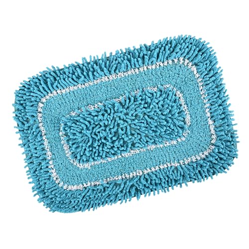Image of Kuber Industries 24x16 Inches Durable Super Soft Door Mats for Home | Rainy Season Mats for Floor & Footmats for Bedroom, Kitchen & Balcony | Shaggy- Blue & White