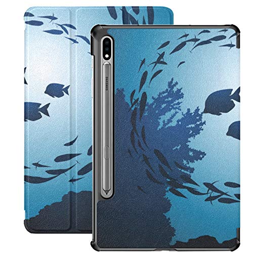 Funda Galaxy Tablet S7 Plus de 12,4 Pulgadas 2020 con Soporte para bolígrafo S, Fish Eats Coral Among Jamb Otra Funda Protectora con Soporte Delgado