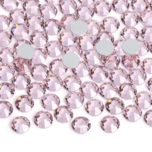 Image of Jollin Glue Fix Crystal Flatback Rhinestones Glass Diamantes Gems for Crafting Nail Art Crafts Decorations Clothes Shoes 3.2mm (ss12 1440pcs, Pink)