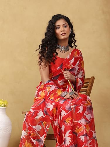 Image of Garden Vareli Floral Print Nara Chiffon Saree 73475