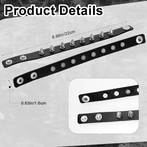 3 Pcs Spiked Choker and Bracelet Set, Punk Gothic Style Leather Necklace Bracelet Set for Women Men, Black4