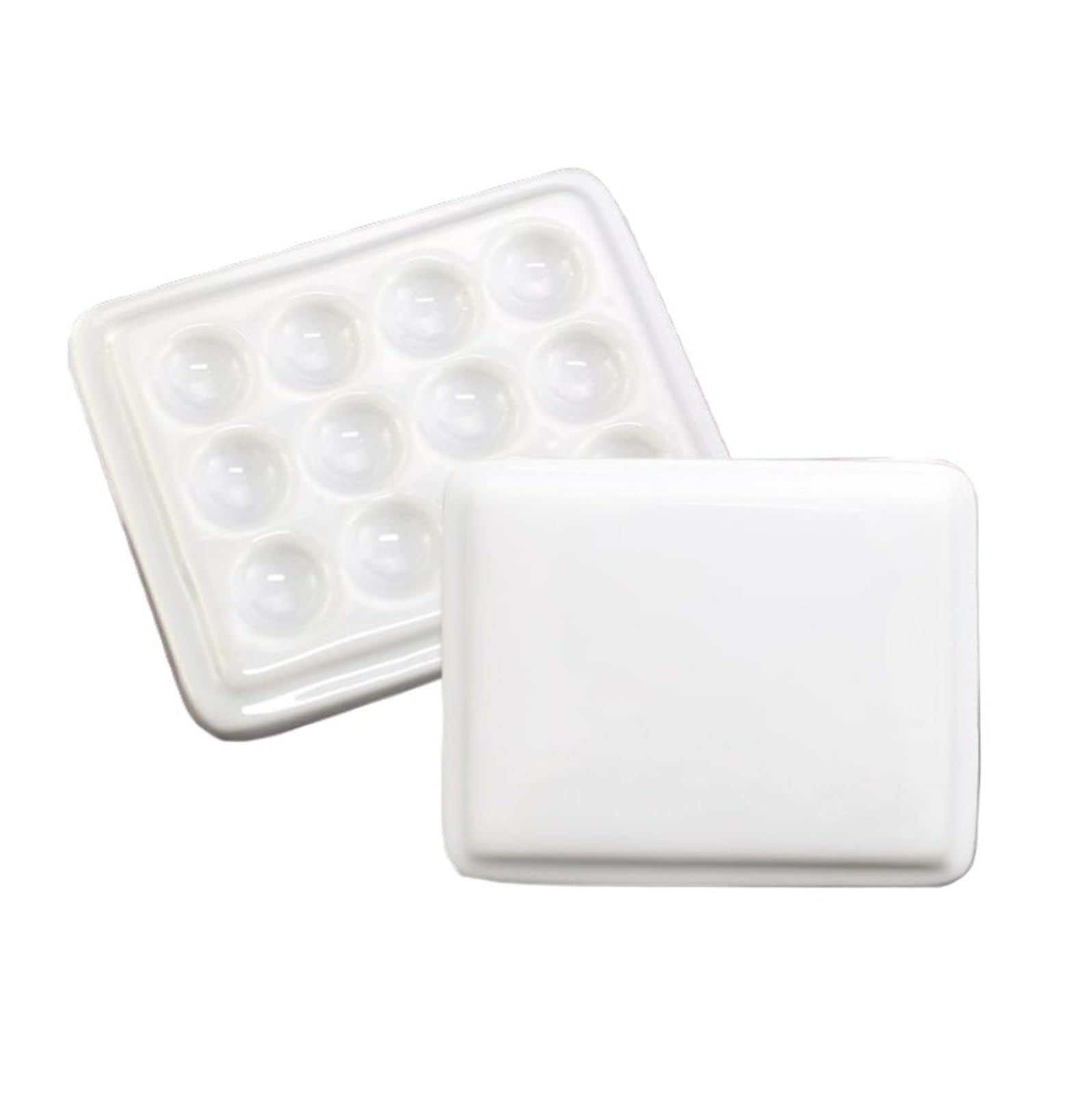 Paint Palette, Flat Ceramic Paint Mix Palette, Multiple Shapes(12 holes)