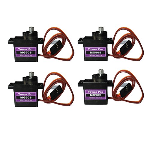 OctagonStar 4 Pieces MG90S Metal Geared Micro Servo for Plane Helicopter Boat Car