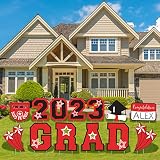 Graduation Yard Sign 2023 with Stakes, Large 2023 Graduation Lawn Signs Set (13 Pcs in Red and Black