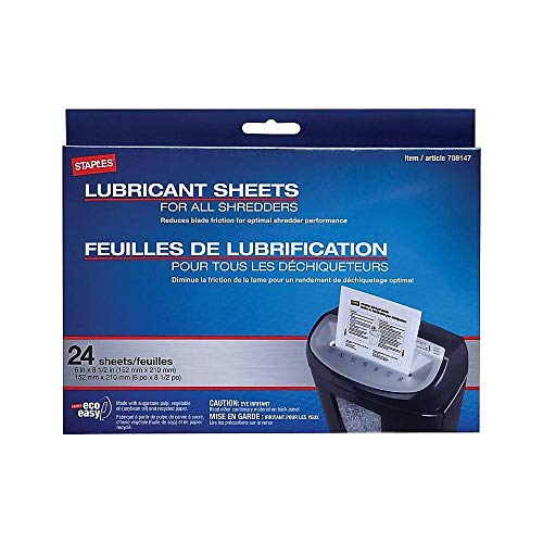 STAPLES Shredder Lubricant Lubricating Sheets 24/pk