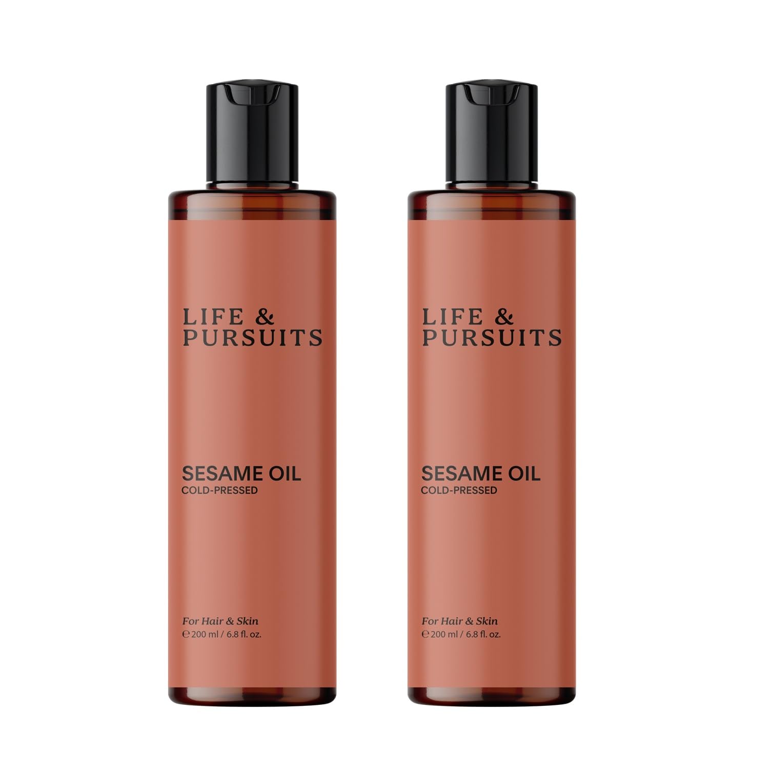 Life & Pursuits 100% Cold-Pressed Unrefined Sesame Oil 200 ml x 2 for Skin & Hair - Ayurvedic Oil for Men & Women