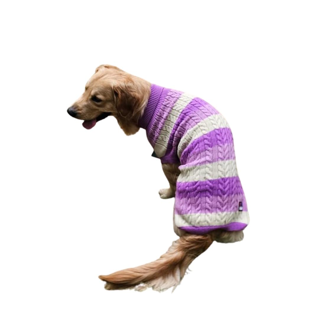 Waggytails Dog Sweater- Fleece Winter Sweater- Cold Weather Protection - Wind Proof - Soft and Warm Thick Padded Dog Winter Sweaters - Stretchable Sweaters for Dog - Purple White - Size-24 (B0CN4HSYP7) Amazon Price History, Amazon Price Tracker