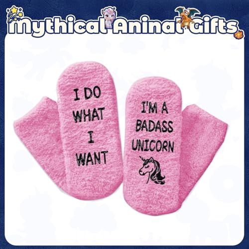 Image of HAPPYPOP Fuzzy Animal Socks for Women - Cute Unicorn, Horse, Cow and Goat Gifts for Her