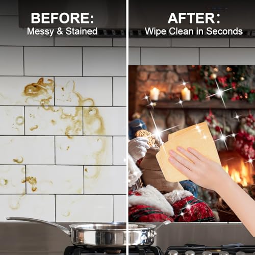 Image of Santa Cookie Fireplace Backsplash Peel and Stick, 35.4x23.6 in