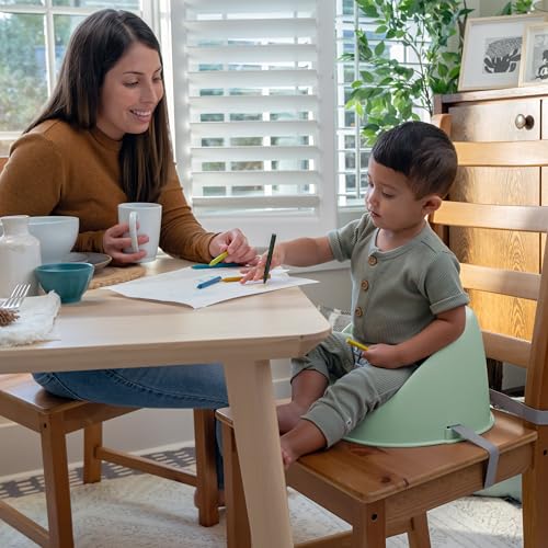 Image of Ingenuity: ity by Ingenuity My Spot Easy-Clean Baby Booster Feeding Chair, 3-Point Harness, Washable Removable Straps - Green