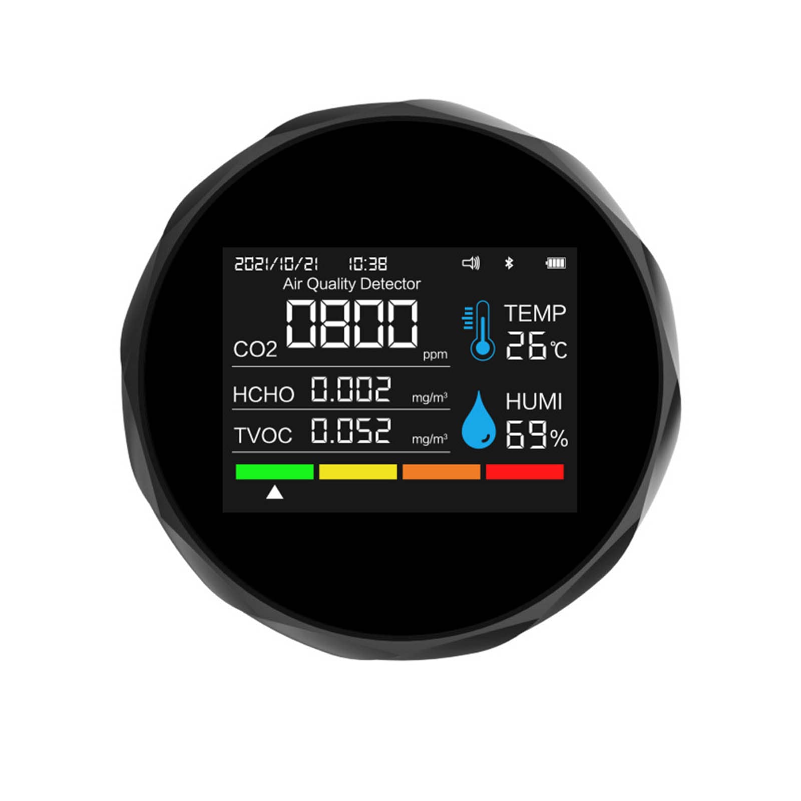 Indoor Pollution Meter Air Monitor with Date for Time Display Carbon Dioxide Detector Formaldehyde TVOC Hcho Tvoc Monitor