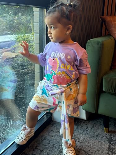 Vieille Toddler Girl Summer Outfits 18-24 Months Girls Dinosaur Shorts Sets 2T Cotton Shirt Top Clothing Set — view 6