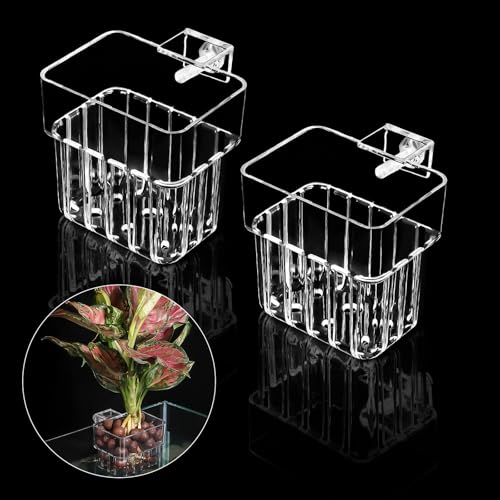 2 Pack Clear Aquarium Plant Holder Top Hanging Fish Tank Plant Holders Fits up to 0.8in Tank Edges...