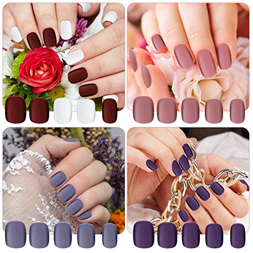 192 Pieces Short Matte Press On Nail Acrylic Short Square Glue On Nails Colorful False Nails Full Cover Coffin Artificial Fake Nail For Women And Girls 8 Boxes (Multicolor,Short Style) #TOP3