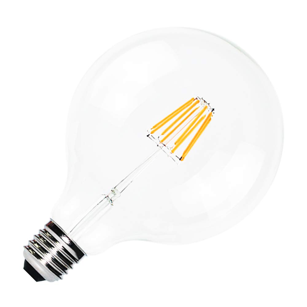 12 bombillas LED G125 de 8 W (equivalente a 60 W), casquillo E27, filamento de 220 V, No regulable, blanco cálido, 2200 K, diámetro de 125 mm