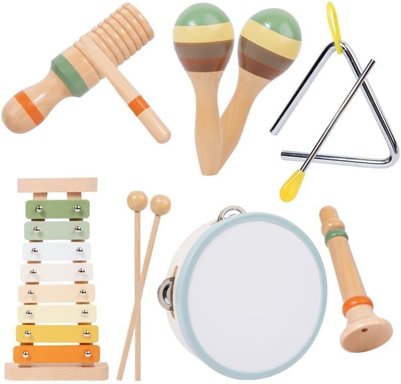 Conjunto de Instrumentos Musicais Educativos de Madeira para Cria...
