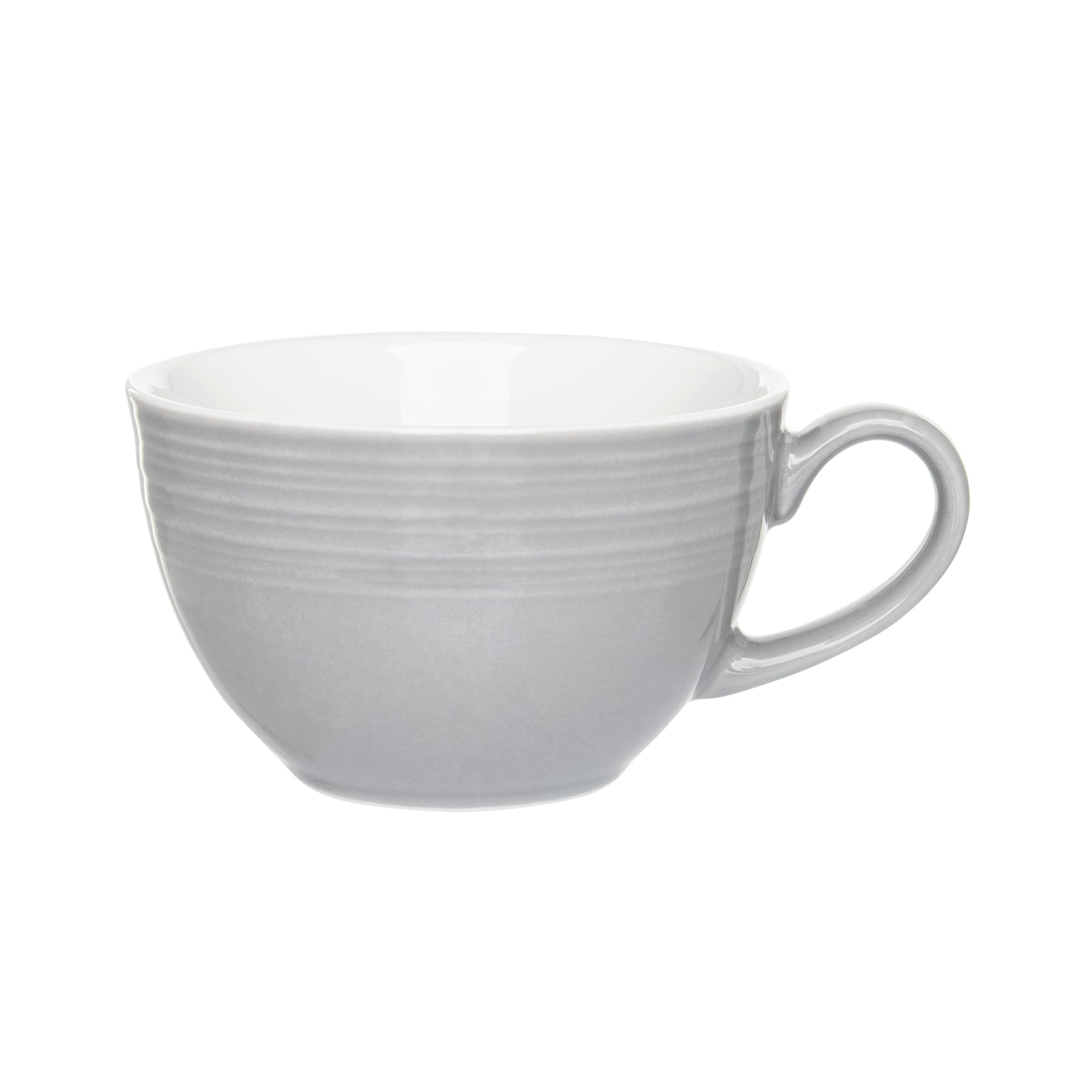 AMBITION Servizio da caffè in porcellana Linea con tazze e piattini, 12 pezzi | Set da caffè per 6 persone, grigio con struttura a linee sottili, lavabile in lavastoviglie e forno a microonde