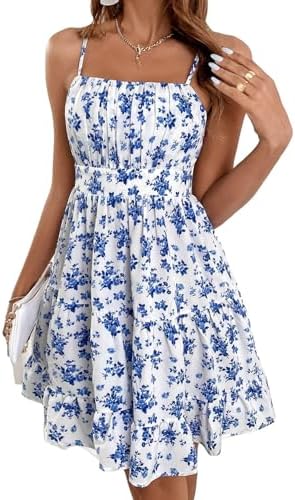 Verdusa Women's Floral Print Dress Summer Dress Ruched Sleeveless...