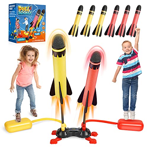DejaNard Double Player Rocket Toy Launcher Outdoor Granden Toys for 4 5 6 7 8 9 Year Old Boys Kids Outdoor Game Birthday Gifts for 3-12 Year Olds