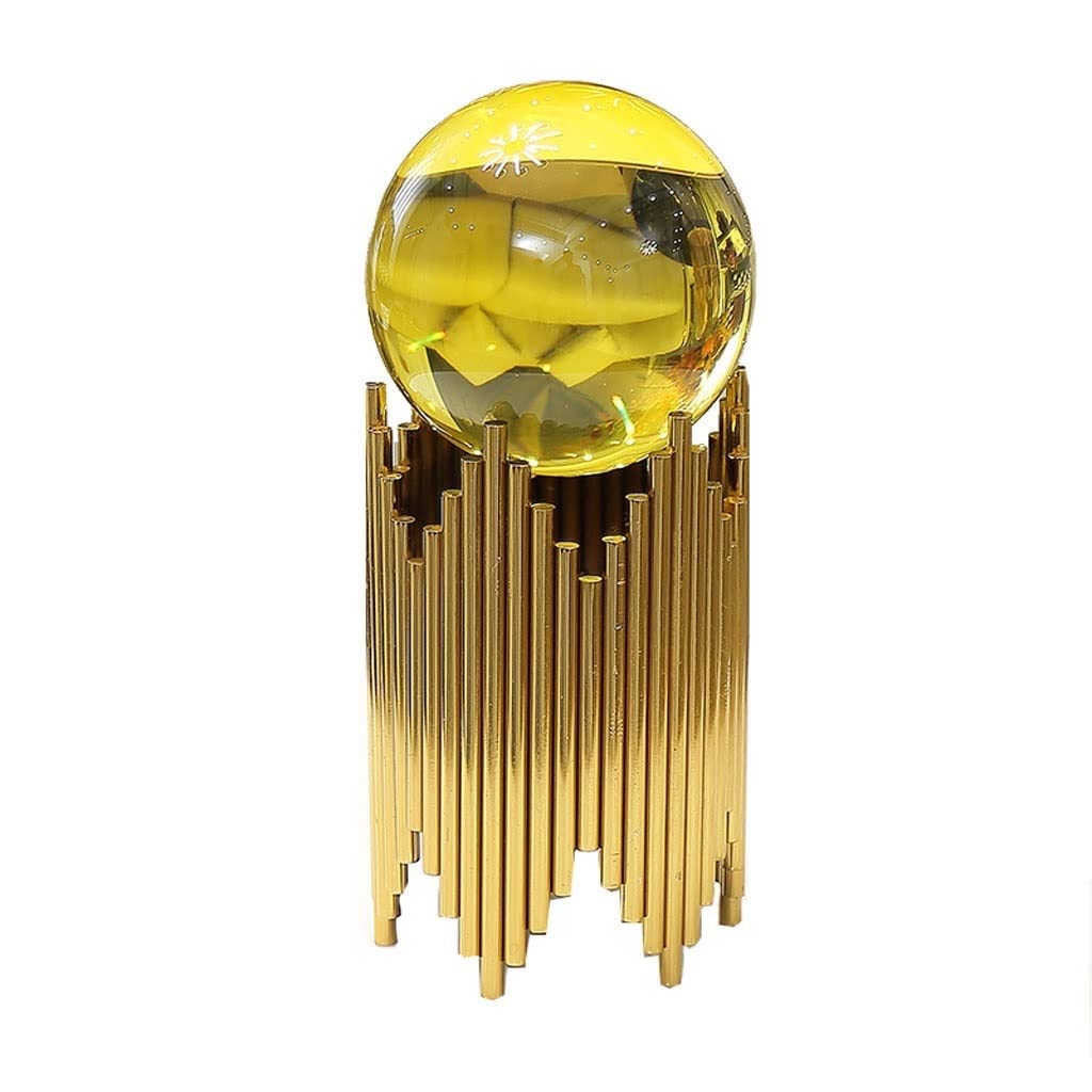 Dekoracje ze szklanych kulek, Golden Transparent Crystal Ball Multiple Sizes Artificial Jade Home Office Decoration