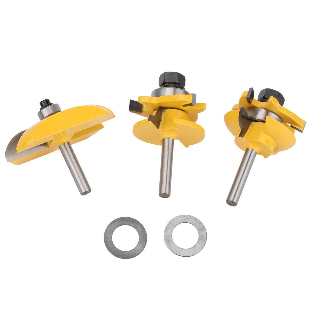 3Pcs Router Bit Set,Raised Panel Cabinet Door Making Router Bit Set for Woodworking (1/4-Inch Shank)