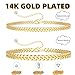 Gold Ankle Bracelets for Women Waterproof - Dainty Gold Anklets Trendy Layered 14K Gold Plated Stackable Chunky Cuban Link Chian Anklet Bracelet Set for Women Non Tarnish Jewelry Gift