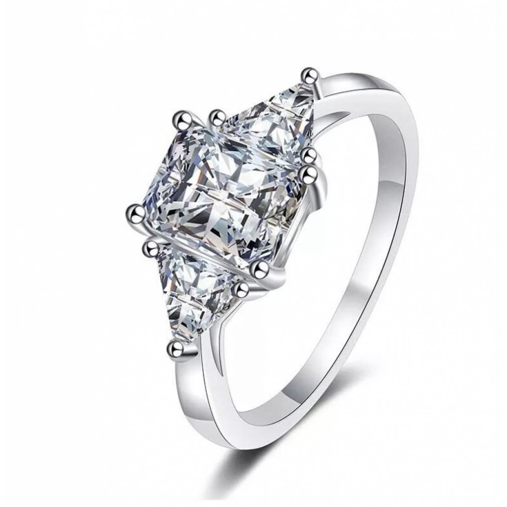 Bague moissanite anti-ternissement S925 alliance rectangulaire durable