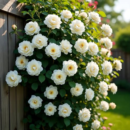 Image of Climbing Rose Hybrid Seeds Pack - Large Flowers- 70 Easy-to-Grow Seeds for Vibrant Blooms, Suitable for All Indian Climates (WHITE)