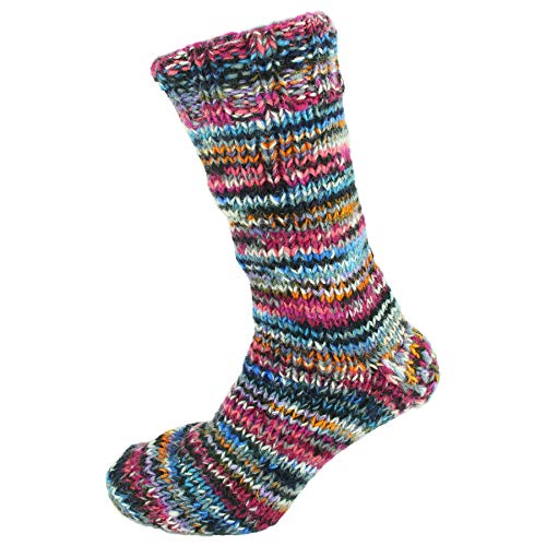 Chaussettes tricotées en laine avec doublure polaire bleu taille unique
