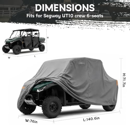 Image of Waterproof UTV Cover Compatible with Segway UT10 Crew 6 Seats | 6 Layers Outdoor Cover with Cotton Liner, Air Vents, Door Zipper and Windproof Buckles for Rain Snow Dust Protection