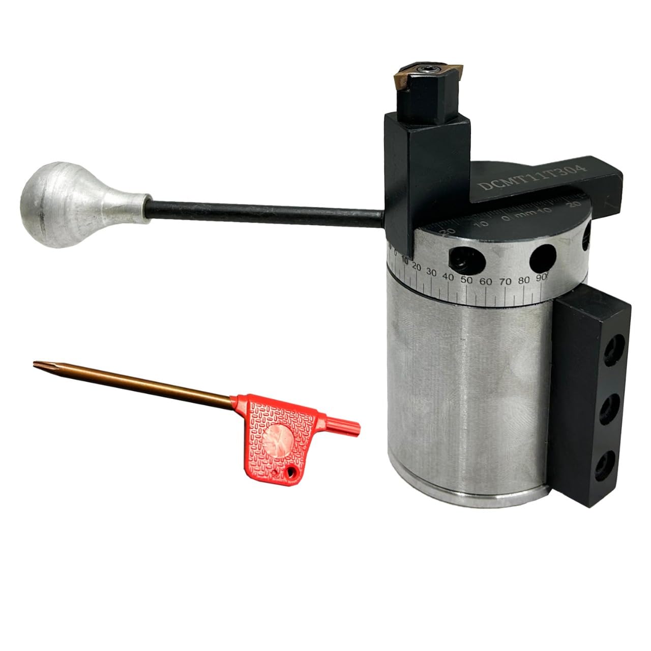 Assorts Heavy-Duty Radius Ball Turning Attachment for 7x16 & 7/16 Mini Lathes Fits Similar & Larger Lathe Machines Maximum 65mm Radius Capacity DCMT11T304 Carbide Insert Bearing Base with 0–90° Side
