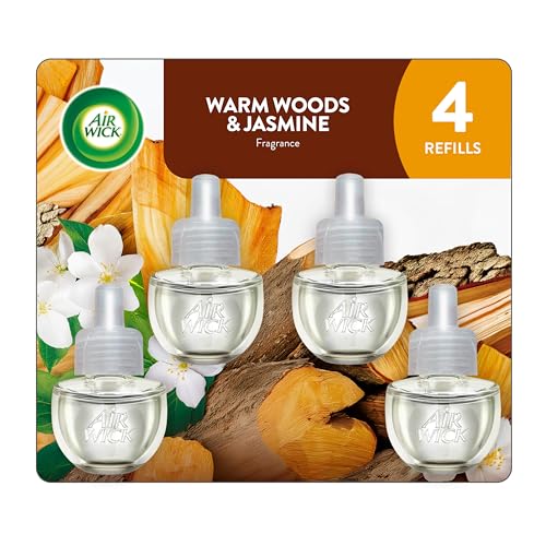 Air Wick Plug-In Scented Oil Refills 4 Count Warm Woods & Jasmine Air Freshener Essential Oils
