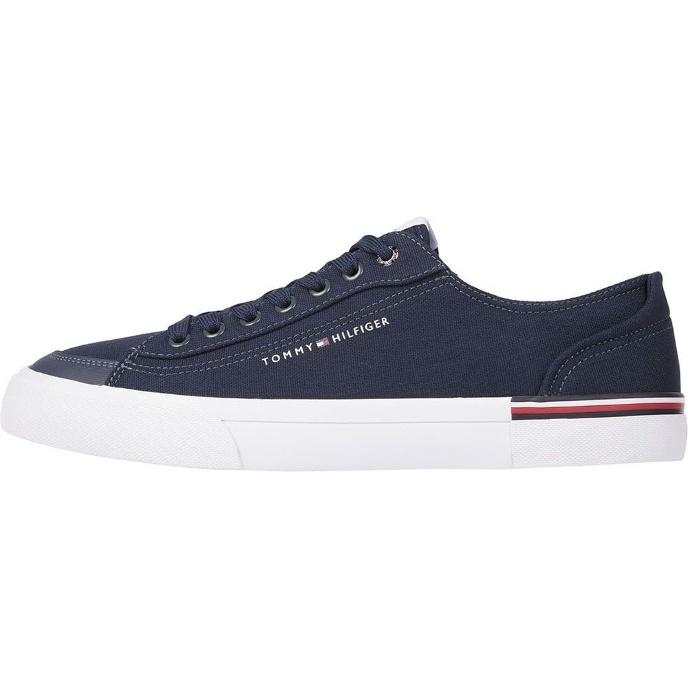 Tommy Hilfiger Corporate Vulc Canvas Sneakers for Men, Desert Sky, 25.0 cm