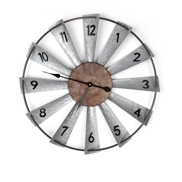 Everything Help Enterprises Large Windmill Wall Clock - Big Rustic Decorative Oversized Clock for Farmhouse, Home Decor, Living Room, Bedroom Decor, Non Ticking, Battery Operated