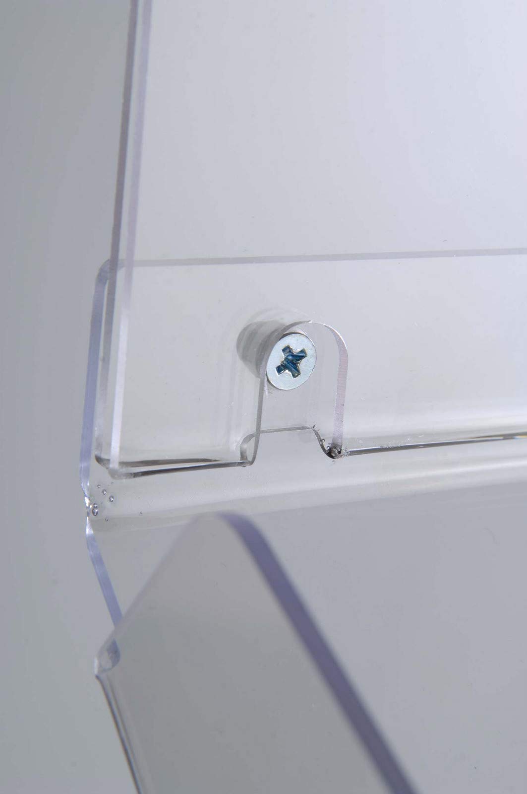 Portafolletos de Suelo Plus DIN A4 Vertical con Soporte para Rótulo Superior | Expositor de Folletos con Bandeja Acrílica Transparente | Stand Informativo Decorativo