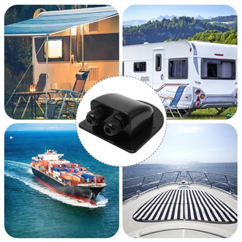 GOIYZTTR 2 Stück Solar Kabeldurchführung Doppelloch IP68 Solar Dachdurchführung 2-Fach Wasserdichte ABS-Photovoltaik-Wohnmobil-Anschlusskasten für Solaranlage Wohnmobil Wohnwagen Boot(Schwarz)
