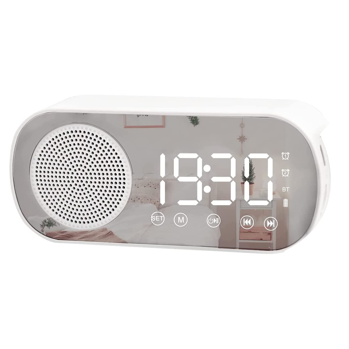 Knadgbft Led Digital Alarm Clock With Fm Radio And Bluetooth Speaker, 3 Levels Brightness Diming Mode,Snooze Clocks For Decor