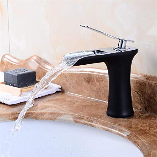 VZJSLT Modern Faucet Traditional Kitchen Sink Faucet 360 Â°Faucet Household Faucet Retro Faucet Full Copper Chrome + Black Waterfall Faucet Full Copper Basin Faucet Black Paint Faucet