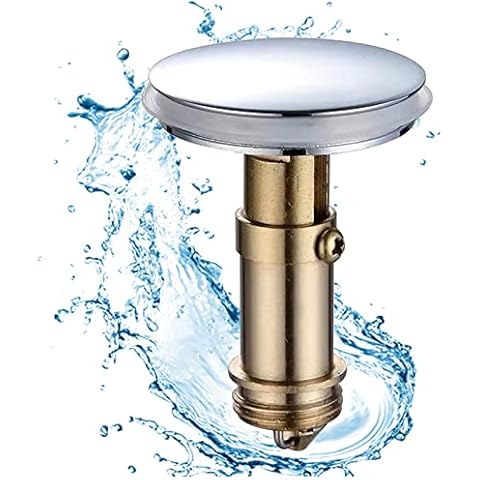 Pop Up Sink Plugs, 36 mm Bathroom Push Pop-Up Click Clack Plug Stopper Solid Brass Chrome Plating Pop-up Stopper for Wash Basin Faucet Sink (A-36mm) Cover